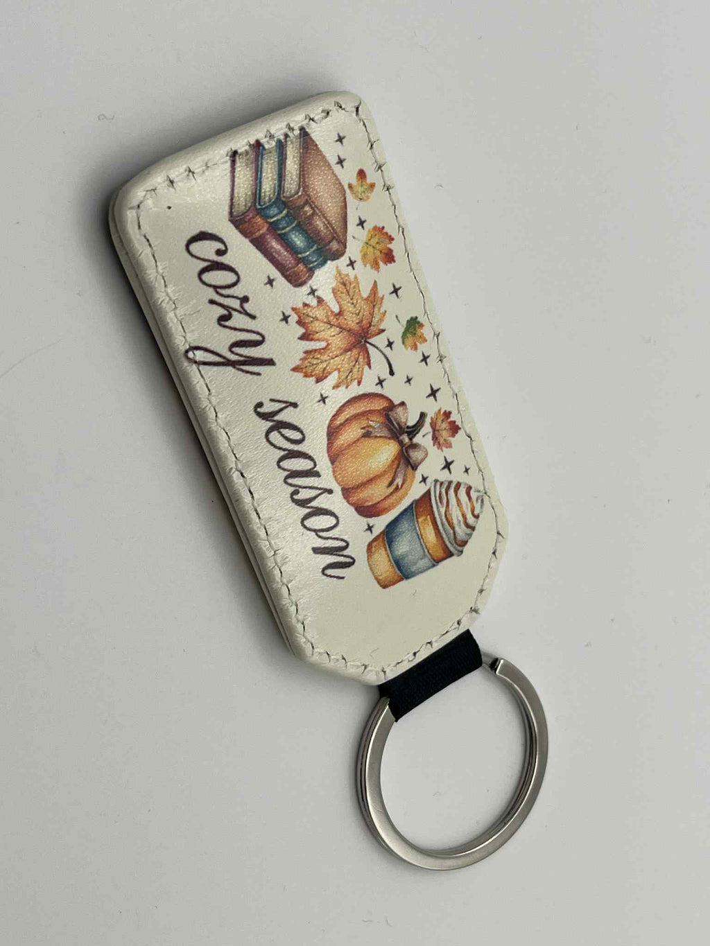 Rectangle Faux Leather Keychain