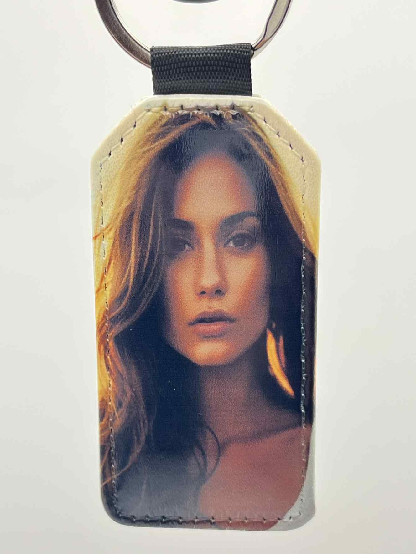 Rectangle Faux Leather Keychain