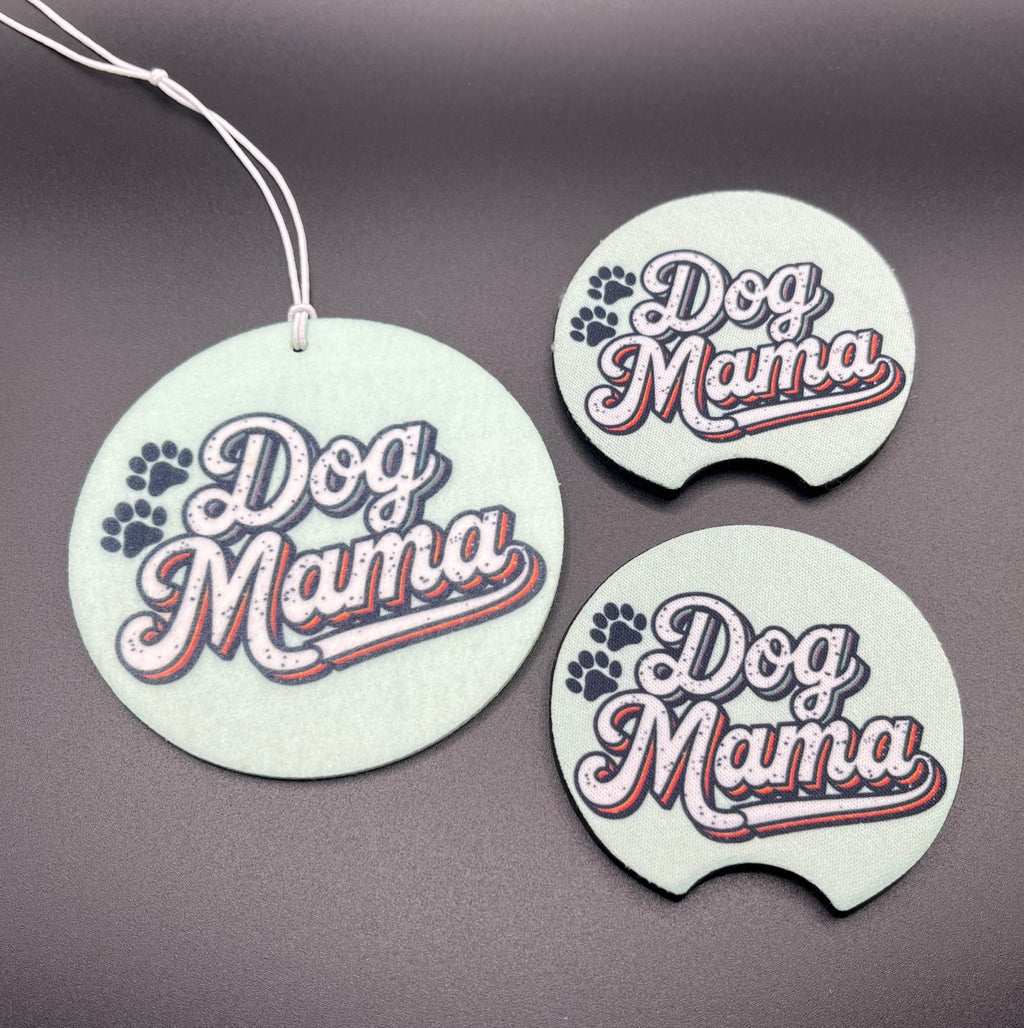 Dog mama car coaster and air freshener set
