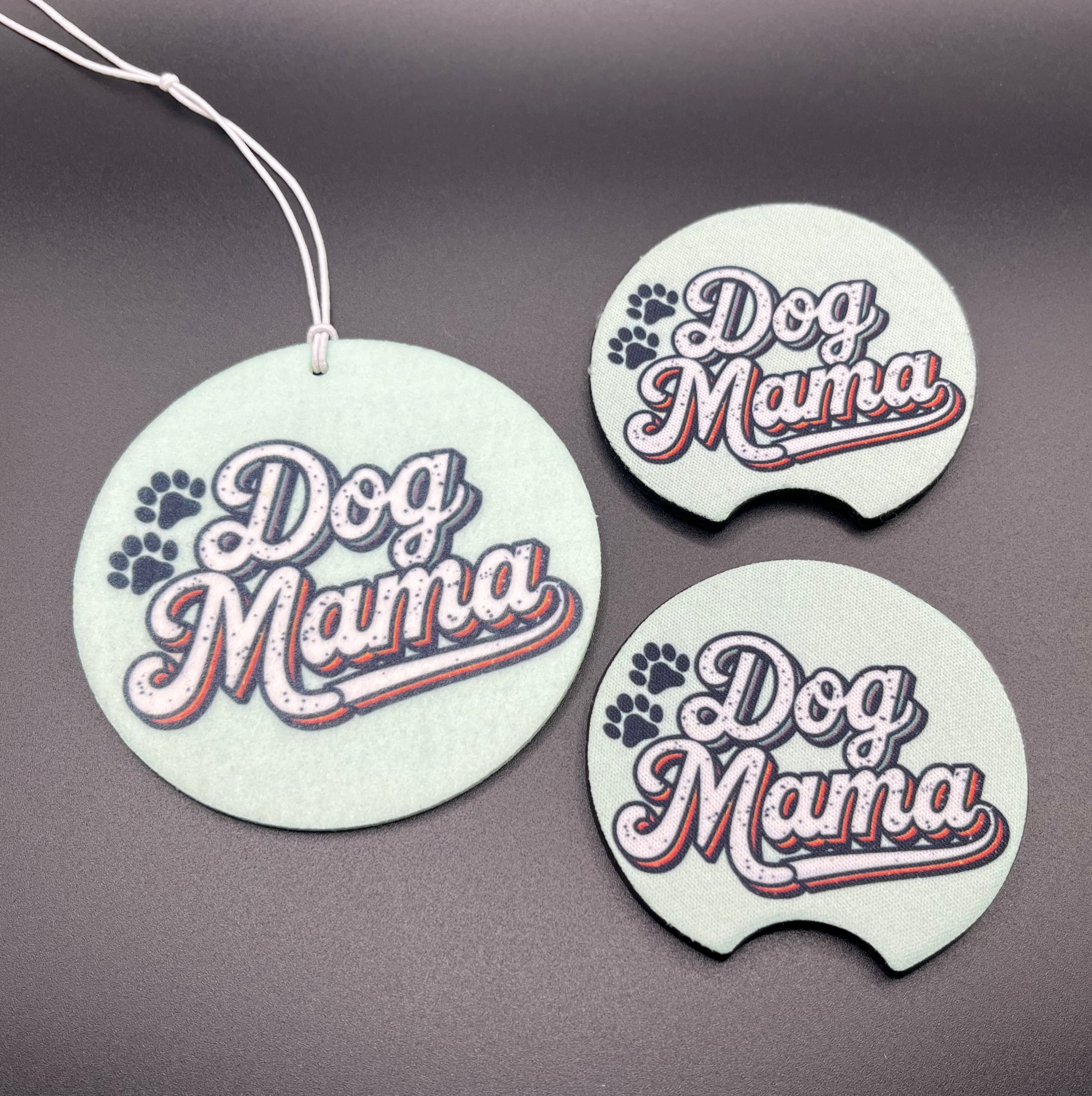 Dog mama car coaster and air freshener set